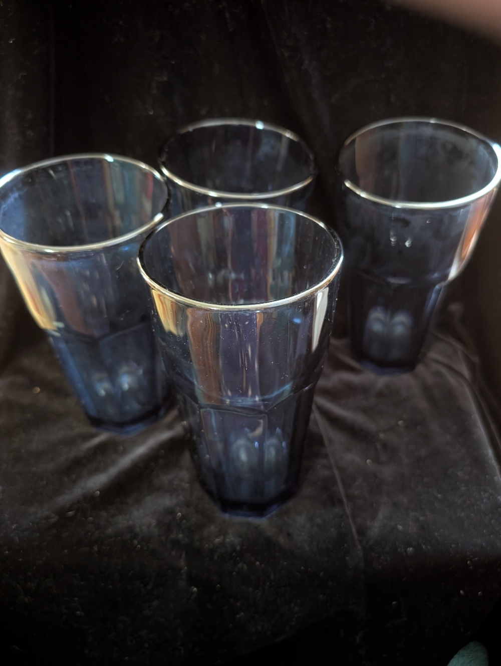 Vintage Libby Gibraltar Dusky  Blue Glass Tumbler Set - 4-Pack